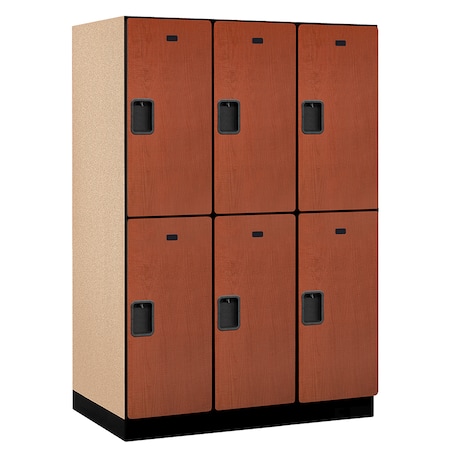 Salsbury Industries 2 Tier Designer Locker, 54"Wx76"Hx24"D, 6 Door, Cherry 18-22364CHE
